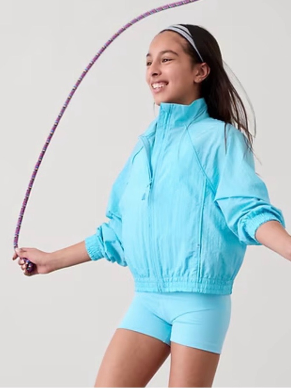 Athleta Light Blue Girls Windbreaker Jacket‎